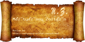 Mátyássy Zoltán névjegykártya